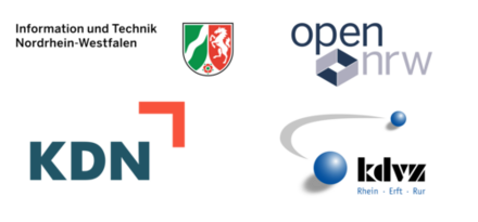 Partnerlogos: Information und Technik Nordrhein-Westfalen, KDN, open.nrw und kdvz Rhein-Erft-Rr